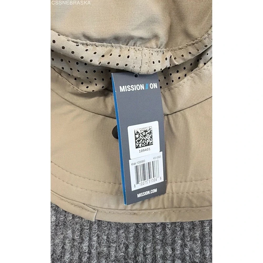 Mission HydroActive Cooling Sun Hat Khaki & Max‎ Plus Cooling Towel Gray Set NWT